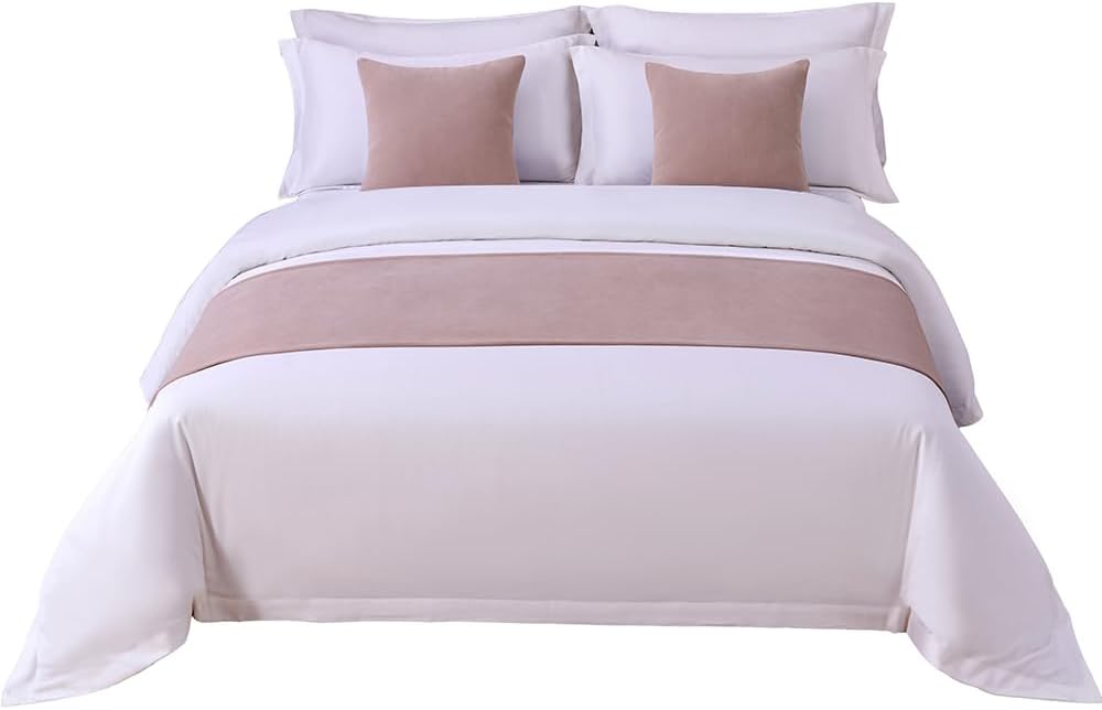 [Bed Runner Only Chenille Suede, Single Layer, Solid Color, Multiple Sizes, Room Decoration (Pink, 71"x19" for Twin/Twin XL Bed)