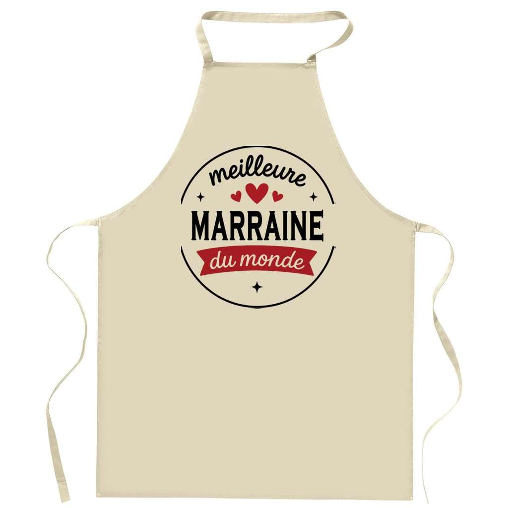 Otshirt Tablier de la Meilleure Marraine du monde 1- Apron - Idée Cadeau Tablier Personnalisable Anniversaire Fête Original Famille Travail Départ Collègue Retraite Noël.
