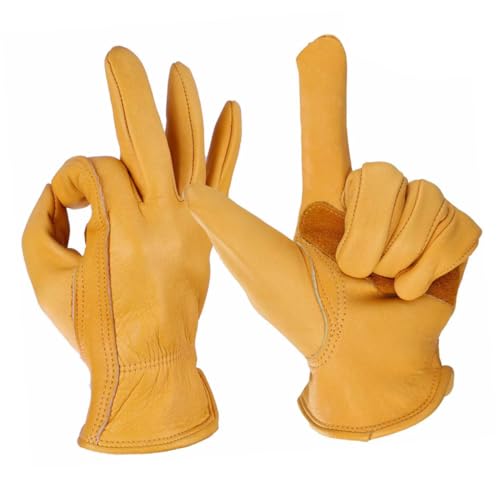 Guantes de jardinería cómodos Holibanna de cuero caqui antideslizantes para podar rosales