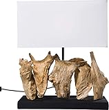 Kare Design Tischleuchte Nature Vertical, moderne Design Nachttischlampen aus Treibholz, Weiß (H/B/T) 43x35x15cm