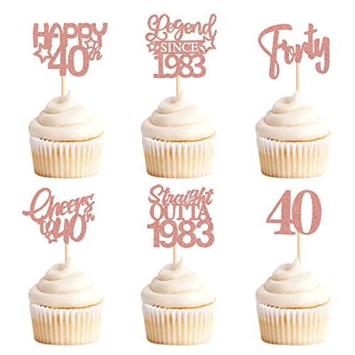 Keaziu 24 Pack Cupcake Toppers Straight Outta 1983 Legend Since 1983 Happy 40th Cheers Forty Cupcake Picks Birthday Party Decoration Supplies | RG 40