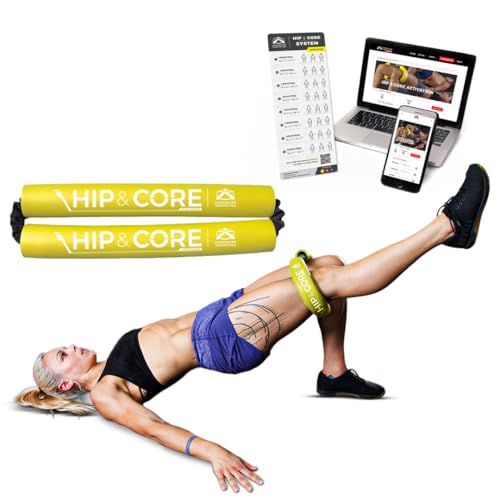 Crossover Symmetry Hip & Core System - Loop Resistance Home Workout Bands to Stretch and Strengthen Legs, Butt, HIPS, Thighs and Glutes, Includes Online Exercise & Training Guide, Yellow/Light