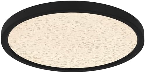 Quoizel Outskirts Round Flush Mount Ceiling Light, 15 Inch Earth Black, Variable CCT Switch, Integrated LED 2700 Lumens, 28W, Close to Ceiling Light Fixtures for Hallway, Kitchen, Bedroom or Bathroom