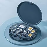 Multi USB Charger Adapter Kit, USB C to iOS Device/Type C/Micro/USB A Adapter Data Transfer Contains Card Slot Phone Holder(Blue)