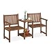 Relaxdays Gartenbank mit integriertem Tisch, 2-Sitzer, robuste Holz Sitzbank, Garten & Balkon, HBT: 86x161x61 cm, braun