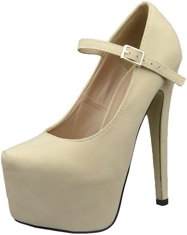 DS By KSC Womens Platform Shoes Ankle Strap Closed Toe Stiletto Pumps Nude SZ 7.5