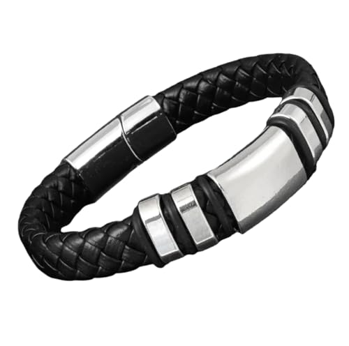Bracelet en cuir masculin bouclés, idée cadeau bijoux punk