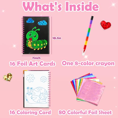 Image of FUNNYB&G Mess-Free Foil Art Craft for Girls Ages 4-10, Kids Birthday Gift