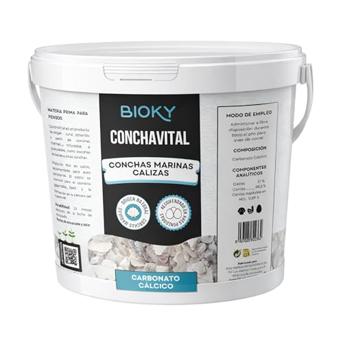 ConchaVital 3kg - Calcio para Gallinas Ponedoras y Otras Aves - Conchilla de Ostra para Piensos con +12 Minerales - Mejora Calidad del Huevo y Productividad, Corrige Carencias Nutricionales