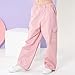 Rolanko Girls Cargo Pants Wide Leg Streetwear Kids Pants with Pockets Trendy Jogger Trousers (Pink, 10-12)