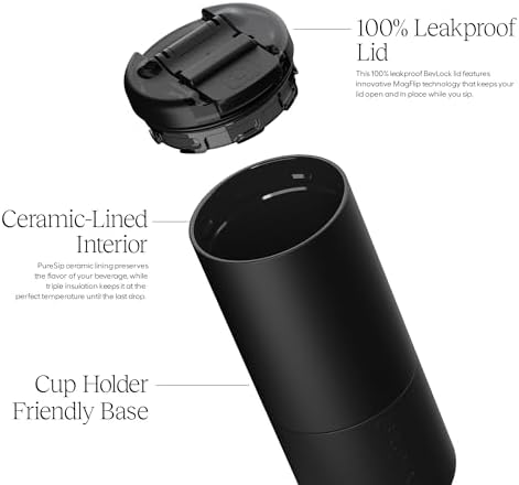 BrüMate Strova 18oz 100% Leakproof Insulated Coffee Mug | Ceramic-Lined Interior | Built-In Silicone Sleeve for Travel | Locking Flip Lid (Java) - 2