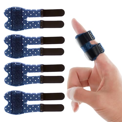 Hasny Fingerschiene 4 Stück Atmungsaktive Daumenschiene für Schnappfinger Arthritis Gebrochene Finger Verstellbare Fingerbandage mit Metallschiene für Zeigefinger Mittelfinger Ring-& Kleiner Finger