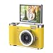 48MP 1080P Digital Camera with 2.4'' Flip Screen and 18X Zoom, 4 Hour Long Battery Vlogging Camera for Teens, Beginners, Built-in Games and Filters for Travel, Youtube, TikTok (Yellow)