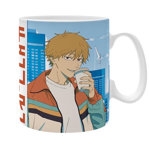 ABYSTYLE – Taza Chanisaw MAN Denji & Pochita – Producto oficial – Gran contenedor 460 ml – Cerámica de alta calidad – Diseño Manga