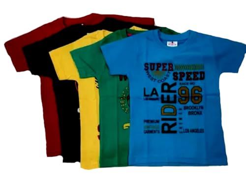 Image of t Shirt for Boys Printed Cotton Half Sleeve Regular Fit Casual Multi Colors Set of 5 PCS