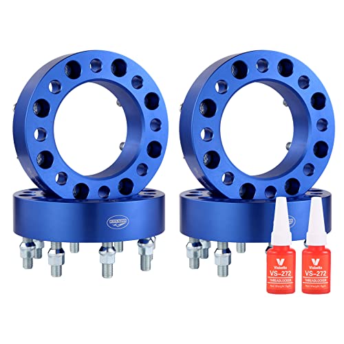 RSOXTECH 4 pcs 8X170 Forged Wheel Spacers,1.5 inch (38mm) Thickness, 125mm hub, M14X1.5 Studs, Compatible with Ford 8 Lug for 2003-2022 F-2-5-0, 2003-2022 F-350, 2003-2005 Excursion, Blue