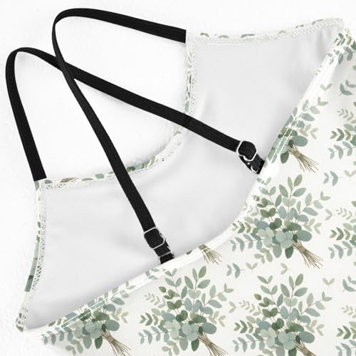 senya Girls Swimsuits One-Piece Swimwear Tie Bathing Suit Beach Summer Round Neck 4T Eucalyptus Leaves Pattern4