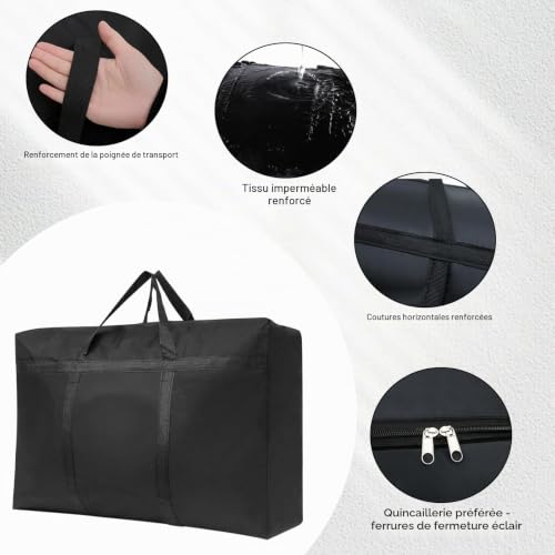Sac de rangement super grand format Oxford 180 l Noir – vue 3