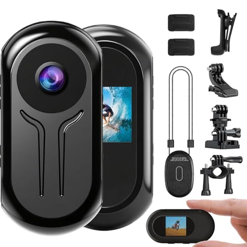 Cossify Mini Action Cam 1080P,Action Camera,Tragbare Kamera mit 360° Drehbarem Clip und Magnetclip,Mini K-Amera,Kleine Bodycam Körperkamera Überwachungskamera für Reisen, Outdoor (C)