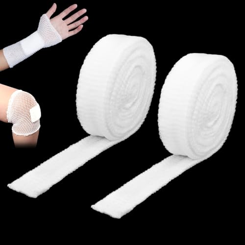 Image of 2 Rolls 11 Yard Tubular Bandage, 1.5 Inch Elastic Net Bandages, Wound Dressing Elastic Mesh Net, Tubular Gauze for Arm Wounds Without The Use of Adhesive Tape (5 M)