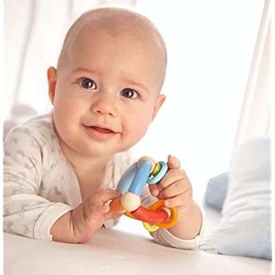 HABA Wooden Teething Toy for Babies 6-18 Months - Colorful Pyramid Developmental Baby Rattle and Teether - Sensory Toy for Infants and Toddlers - German-Made Grasping Toy