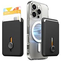 Sinjimoru MagSafe Wallet, Magnetische Kartenhalterung für bis zu 3 Karten mit Schnellzugriff per Knopfschieber, kompatibel mit iPhone 12–17, M-Viica Button Wallet Schwarz