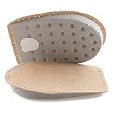 Orthotic Heel Lift Raise, Genuine Leather and Latex, with Self-Adhesive Backing, Shock Absorbing Support, Relief with Achilles Tendonitis (Brown, Size UK 7-10)
