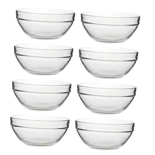 BEBEMOKO 8pcs Glass Dessert Bowls Microwave Safe Pudding Bowl Lids Appetizer Cups Pudding Cups for Home Restaurant