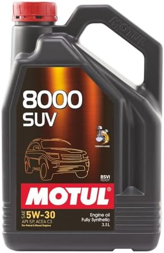 Motul 8000 SUV 5W-30 Fully Synthetic Engine Oil 3.5L | E20 Compatible | API SP | For Petrol & Diesel SUVs and High-Performance Cars | Advanced Engine Protection, Improved Performance & Reduced Wear