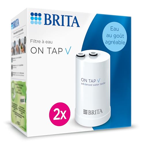 BRITA Pack de 2X filtres à Eau on Tap V (= 4 Mois de Filtration) - pour Une Eau filtrée au goût agréable instantanément, Directement Depuis Votre Robinet de Cuisine.
