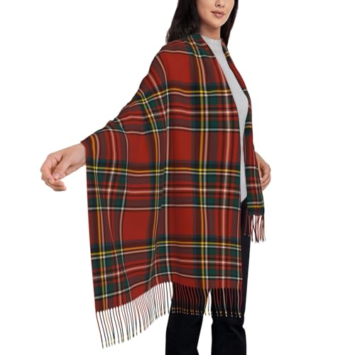 DKJlitter Scarf Wrap for Men and Women, Plaid Cashmere Feel Soft Travel Shawl for Evening Dresses, Large Warm Scarves