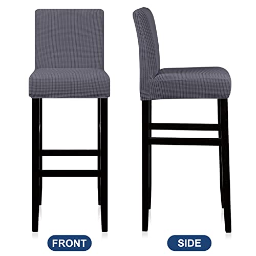 Leorate Stretch Bar Stool Cover Pub Counter Stool Chair Slipcover For Dining Room Cafe Furniture Removable Washable Dining Chair Covers Set Of 2, Gray #TOP4