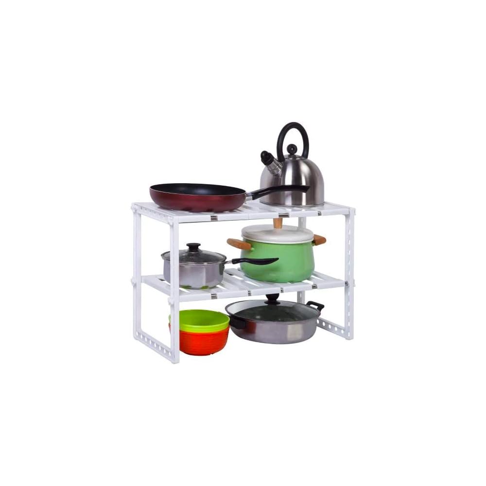 Avilia Scaffale Sottolavello con 2 Ripiani, Organizzatore Cucina e Bagno, Multifunzione, Alluminio Bianco 31x49.8x7cm