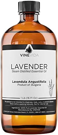 VINEVIDA Lavender Essential Oil 16 oz - Undiluted Lavender Oil 16 oz - Lavender Candle Oil Scent - DIY Candle Scents for Candlemaking - Bulk Essential Oil for Soap Making Safe for Skin