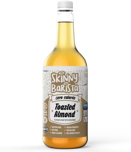 The Skinny Food Co. BARISTA Low calorie, fat free, gluten free, vegan, sugar free Syrup 1 Ltr (TOASTED ALMOND)