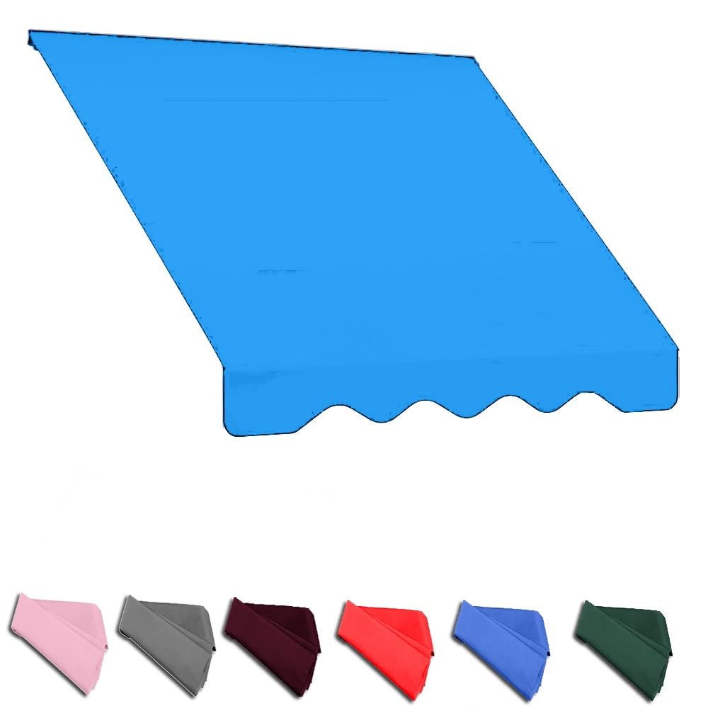 Tenda parasole manuale retrattile in tessuto impermeabile di ricambio per finestre e porte di camper, colore blu (4 x 1,5 m)