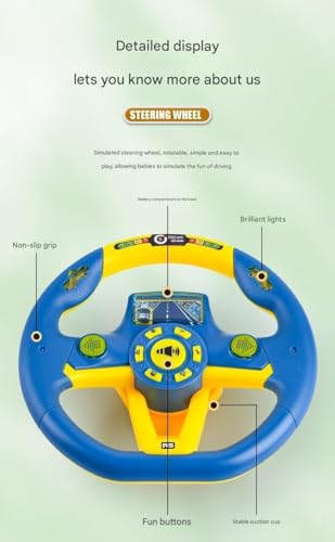 Image of Kids Driving Steering Wheel Funny Interactive Driving Wheel with Music (BLUE)
