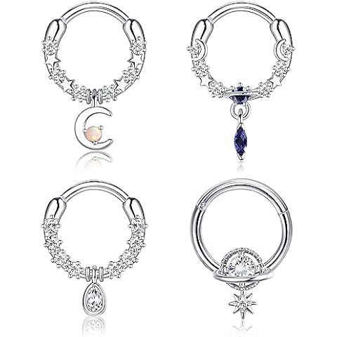 JeweBella 4Pcs Dangle Septum Piercing Jewellery Cover