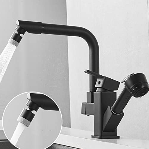 Robinet d'évier de cuisine avec douchette extractible orientable en laiton - 5