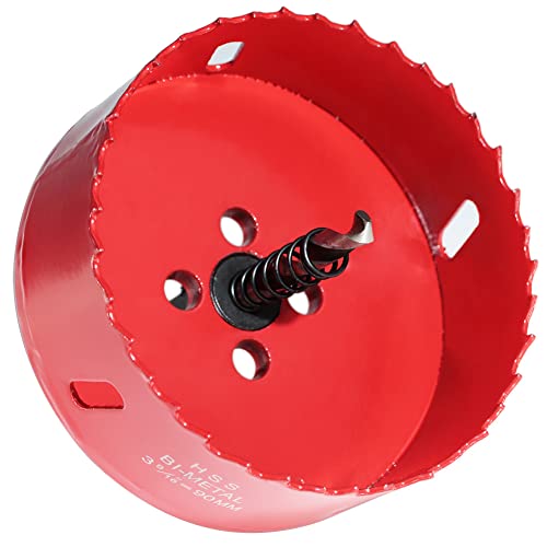 Sierra de corona bimetálica Ø 90mm, coronas para metal, madera, plásticos, escayola, PVC y materiales de obra en seco, Broca para agujeros redondos, profundidad de corte de 40 mm