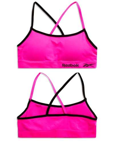 Reebok Girls' Bralette - Seamless Racerback Crop Cami Bralette with Removable Pads (2 Pack), Size M