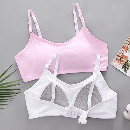 Herepai Big Girls' Adjustable Training Bra Cotton Bras Wireless Light Padded 10-16 Years (Black/White/Grey/Skin/Pink) - 5