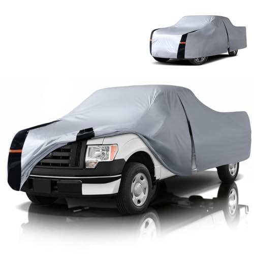 Image of Multi-Layer Ford F150 Truck Cover, Custom Fit F150 1997-2026 Super Cab Short Bed(6.5') Car Cover Waterproof All Weather, Full Exterior Cover Rain Wind Dust and UV Protection with Door Zipper