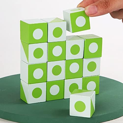 Soft Building Blocks for Kids, Dimension Puzzle Cubes with Colorful Dots, Educational Toy to Improve Creativity, Green
