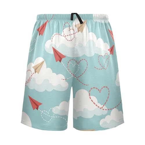 J JOYSAY Cartoon Airplane Heart Pajama Shorts Mens Lounge Sleep Shorts Straight-Fit Men Pajama Bottoms2