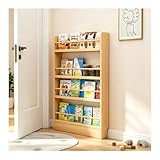 Zynivol Libreria bambini, Scaffale per Libri in Legno, Librerie Stretta, Soluzione Salvaspazio, per Camera da Letto, Soggiorno e Cameretta dei Bambini, Color de la Madera 70×10×120cm