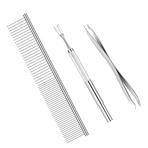 BWOGUE Premium Tick Remover Kit for Dogs Cats Stainless Steel Tick Remover Comb Removes Ticks and Fleas Easily