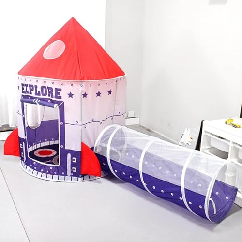 Barraca Infantil 3 Em 1 Astronauta Espaço Foguete Linda Toca Túnel Cesta Basquete Barraca Infantil P