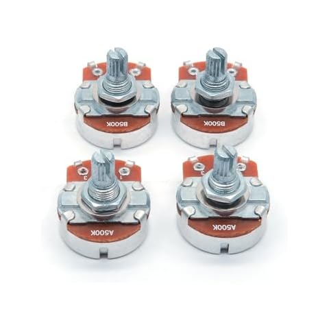 harpfeas 4PCS Guitar Large Potentiometer Audio Volume Taper Pots for Electric Guitar or Bass Guitar (Short 15mm Shaft A500K B500K) Cover