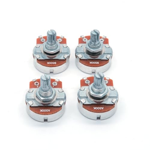 harpfeas 4PCS Guitar Large Potentiometer Audio Volume Taper Pots for Electric Guitar or Bass Guitar (Short 15mm Shaft A500K B500K)